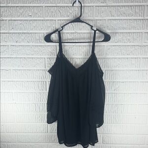 Torrid Black Lace-Trim Cold-Shoulder Women's Top NWT